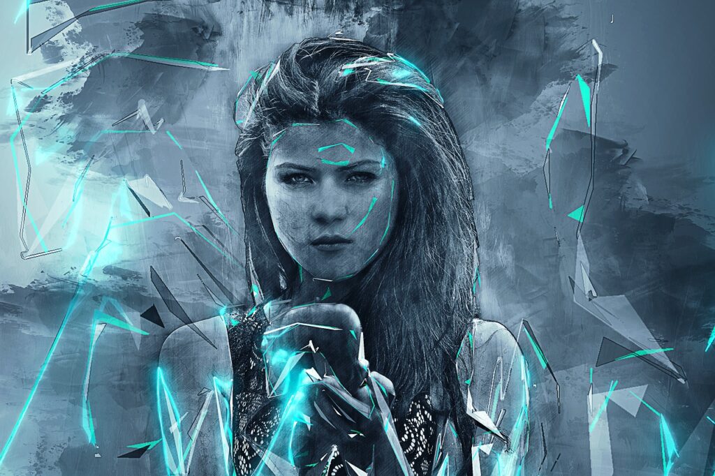 Mujer con tecnología, nanotecnología mujer futura 