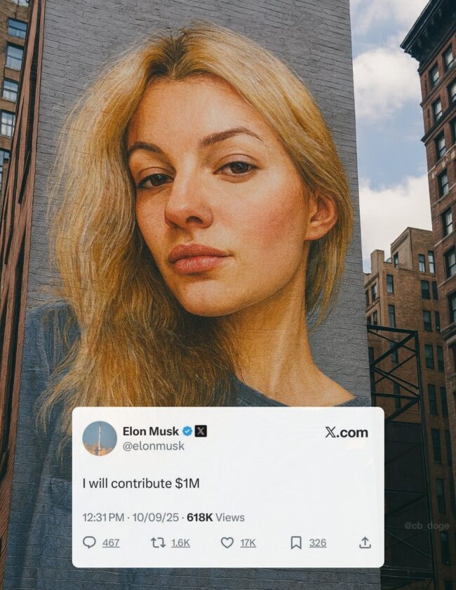 Murales para Iryna y la aportación de Elon Musk 